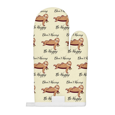 Don’t Hurry Be Happy Sloth Oven Mitt - Animal Print Oven Glove - Printed Cooking Gloves