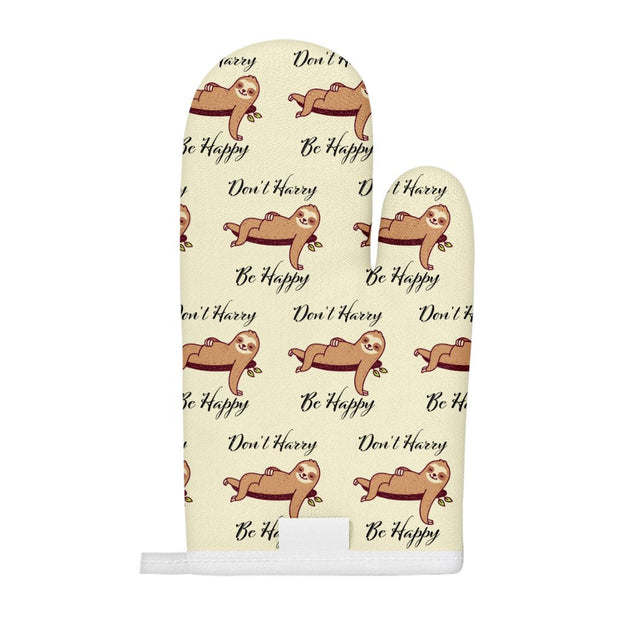 Don’t Hurry Be Happy Sloth Oven Mitt - Animal Print Oven Glove - Printed Cooking Gloves