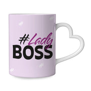 Lady Boss Mug with Heart Handle - Girl Boss Mug - Graphic Ceramic Mug