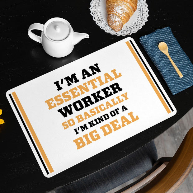 Essential Worker Placemats 2 PCS - Funny Saying Placemats for Kitchen Table - Sarcastic Table Mats