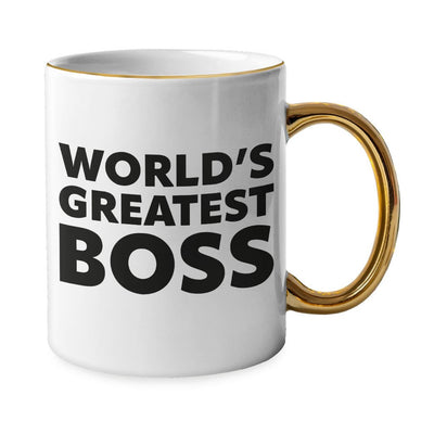 World's Greatest Boss Mug - Best Boss Gold Rim and Handle Mug - Printed Mug