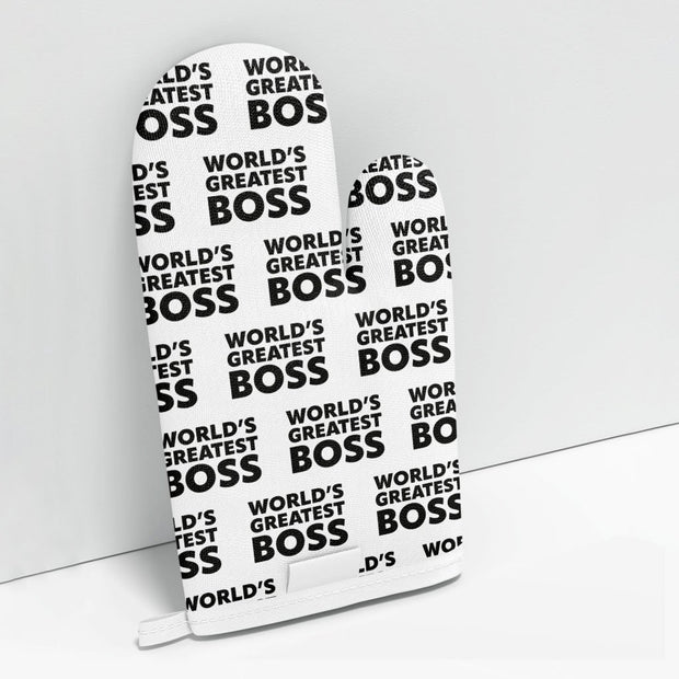 World's Greatest Boss Oven Mitt - Best Boss Oven Glove - Printed Cooking Gloves