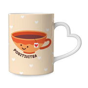 Positivitea Mug with Heart Handle - Cute Mug - Graphic Ceramic Mug