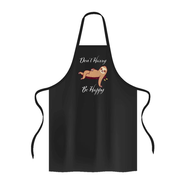 Don’t Hurry Be Happy Sloth Apron - Animal Print Cooking Apron - Printed Apron for Men for Women