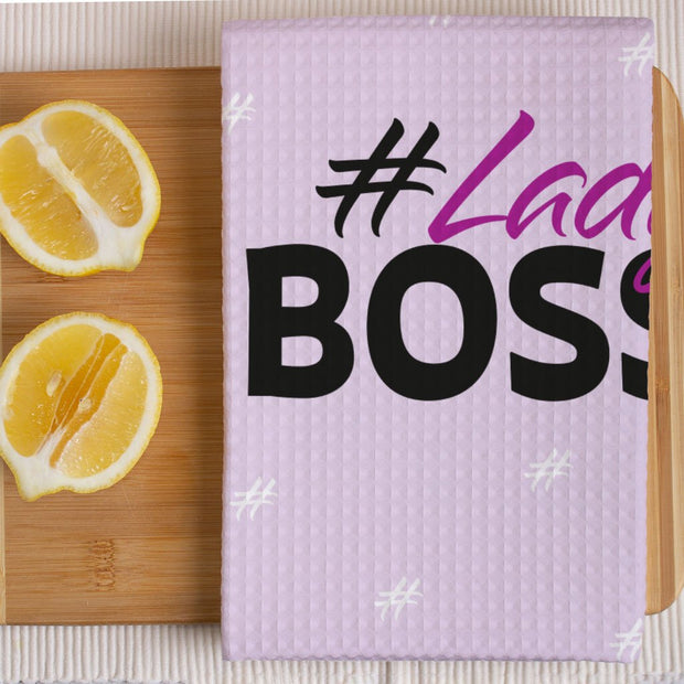 Lady Boss Kitchen Towel - Girl Boss Towel - Graphic Waffle Towel