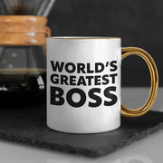 World's Greatest Boss Mug - Best Boss Gold Rim and Handle Mug - Printed Mug