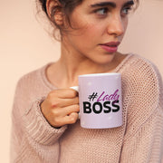 Lady Boss Mug with Heart Handle - Girl Boss Mug - Graphic Ceramic Mug