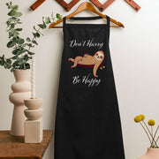 Don’t Hurry Be Happy Sloth Apron - Animal Print Cooking Apron - Printed Apron for Men for Women