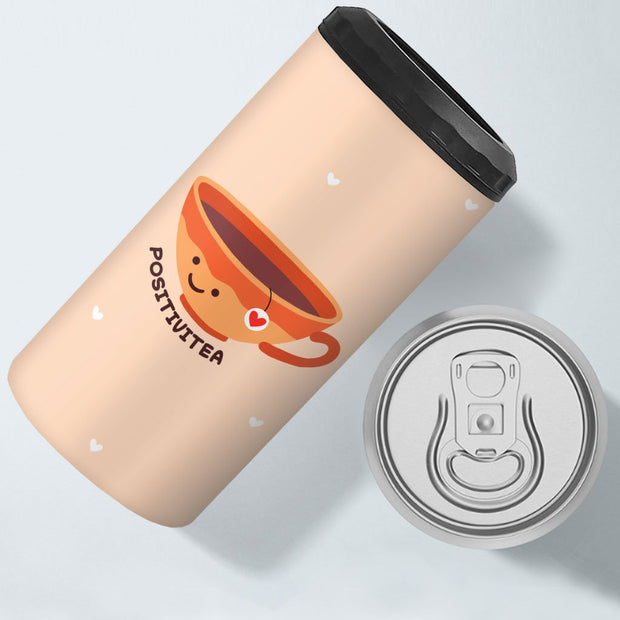 Positivitea Insulated Slim Can Cooler - Cute Can Cooler - Graphic Insulated Slim Can Cooler