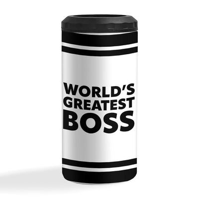 World's Greatest Boss Insulated Slim Can Cooler - Best Boss Can Cooler - Printed Insulated Slim Can Cooler