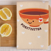 Positivitea Kitchen Towel - Cute Towel - Graphic Waffle Towel