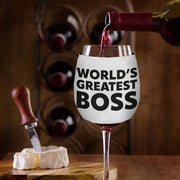 World's Greatest Boss Wine Glass Sleeve - Best Boss Sleeves for Wine Glass - Printed Wine Glass Sleeve