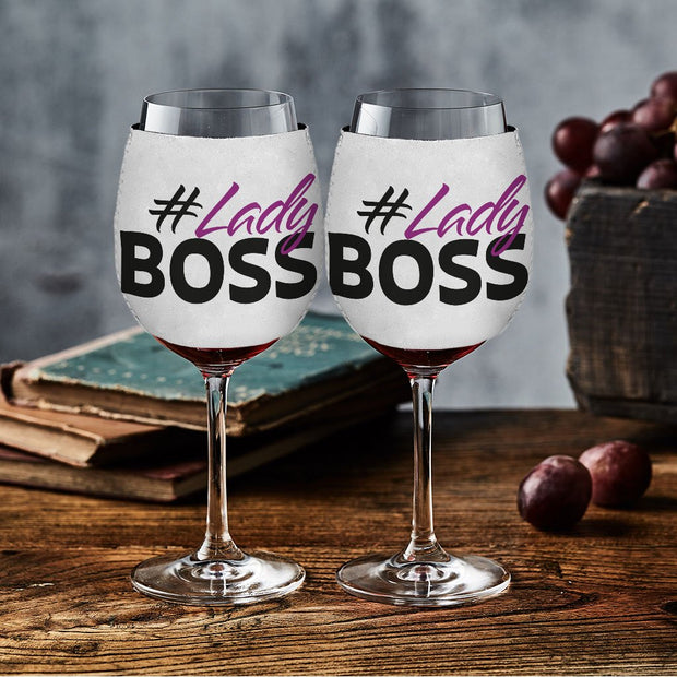 Lady Boss Wine Glass Sleeve - Girl Boss Sleeves for Wine Glass - Graphic Wine Glass Sleeve