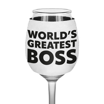 World's Greatest Boss Wine Glass Sleeve - Best Boss Sleeves for Wine Glass - Printed Wine Glass Sleeve