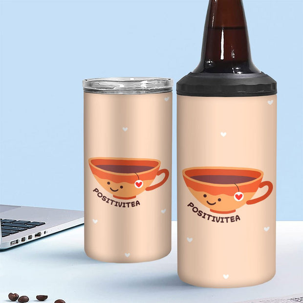 Positivitea Insulated Slim Can Cooler - Cute Can Cooler - Graphic Insulated Slim Can Cooler