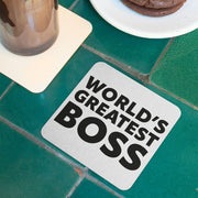 World's Greatest Boss Square Coaster - Best Boss Coaster - Printed Coasters for Drinks