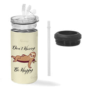 Don’t Hurry Be Happy Sloth Insulated Slim Can Cooler - Animal Print Can Cooler - Printed Insulated Slim Can Cooler