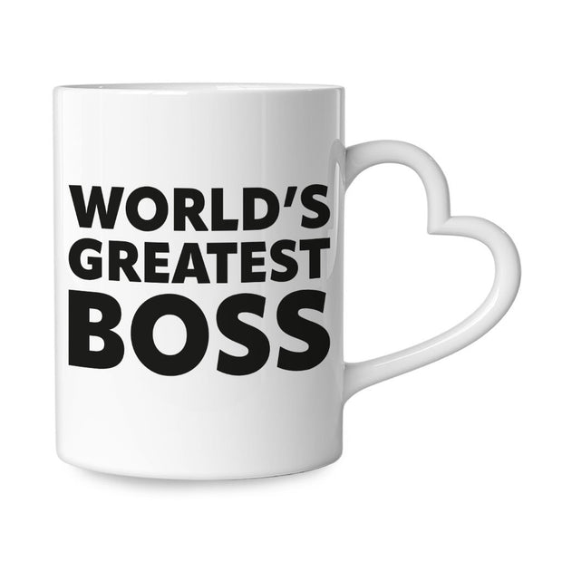 World's Greatest Boss Mug with Heart Handle - Best Boss Mug - Printed Ceramic Mug