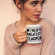 World's Greatest Teacher Mug with Heart Handle - Vintage Mug - Best Teacher Ceramic Mug