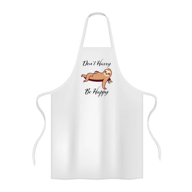 Don’t Hurry Be Happy Sloth Apron - Animal Print Cooking Apron - Printed Apron for Men for Women