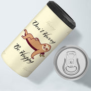 Don’t Hurry Be Happy Sloth Insulated Slim Can Cooler - Animal Print Can Cooler - Printed Insulated Slim Can Cooler