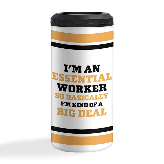 Essential Worker Insulated Slim Can Cooler - Funny Saying Can Cooler - Sarcastic Insulated Slim Can Cooler