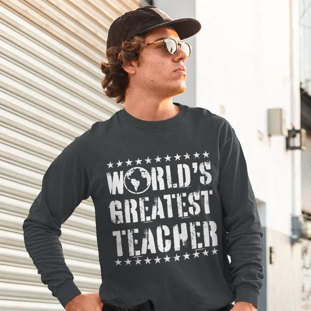 World's Greatest Teacher Sweatshirt - Vintage Crewneck Sweatshirt - Best Teacher Sweatshirt