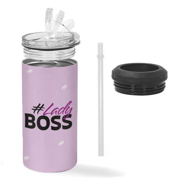 Lady Boss Insulated Slim Can Cooler - Girl Boss Can Cooler - Graphic Insulated Slim Can Cooler