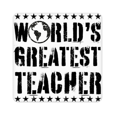 World's Greatest Teacher Square Coaster - Vintage Coaster - Best Teacher Coasters for Drinks