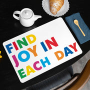 Find Joy in Each Day Placemats 2 PCS - Positive Message Placemats for Kitchen Table - Printed Table Mats