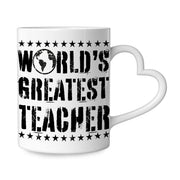 World's Greatest Teacher Mug with Heart Handle - Vintage Mug - Best Teacher Ceramic Mug