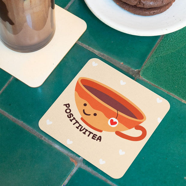 Positivitea Square Coaster - Cute Coaster - Graphic Coasters for Drinks