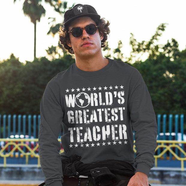 World's Greatest Teacher Sweatshirt - Vintage Crewneck Sweatshirt - Best Teacher Sweatshirt