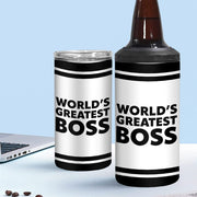 World's Greatest Boss Insulated Slim Can Cooler - Best Boss Can Cooler - Printed Insulated Slim Can Cooler