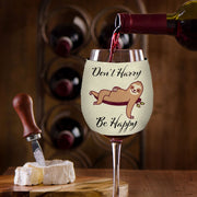 Don’t Hurry Be Happy Sloth Wine Glass Sleeve - Animal Print Sleeves for Wine Glass - Printed Wine Glass Sleeve