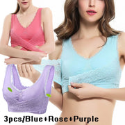 Women Lace Cross Side Buckle Wireless Bra