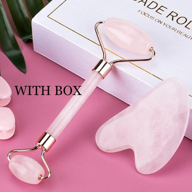 Crystal Natural Face Massage Jade Roller Rose Slimmer Lift Wrinkle| dalucyah.com