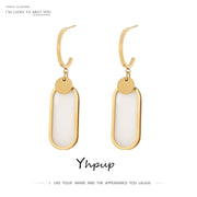 Yhpup Gold Stainless Steel Long Dangle Earrings for Women Charm Geometric Metal Fashion Earrings Jewelry Bijoux Femme Gift 2021