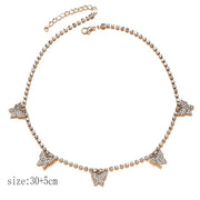 YWZIXLN Boho Charm Bling Pink Crystal Butterfly Pendant Fashion Choker Necklaces Bijoux For Women Elegant Choker Jewelry N0103