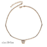 YWZIXLN Boho Charm Bling Pink Crystal Butterfly Pendant Fashion Choker Necklaces Bijoux For Women Elegant Choker Jewelry N0103