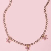 YWZIXLN Boho Charm Bling Pink Crystal Butterfly Pendant Fashion Choker Necklaces Bijoux For Women Elegant Choker Jewelry N0103