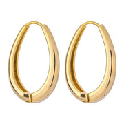 Yhpup Charm Metal Oval Geometric Texture Hoop Earrings Gold Plated Statement Earrings Party Gift Jewelry Bijoux Femme 2021