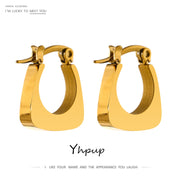 Yhpup 316L Stainless Steel Jewelry Fashion Square Geometric Hoop Earrings Charm Metal 18 K Women Earrings Bijoux Femme New