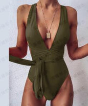 Women Lace Up Bandage Bodysuit Swimwear